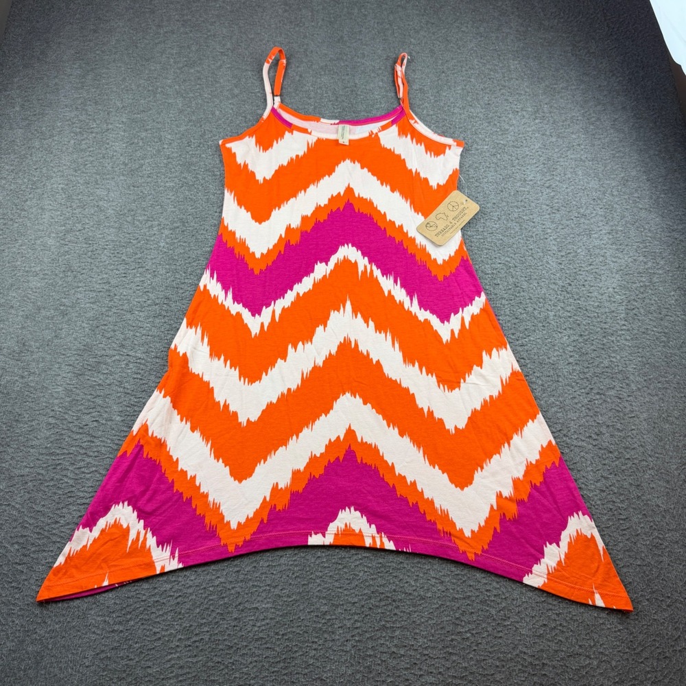 Threads 4 Thought Handkerchief Dress Women's Small Orange Pink Chevron Ikat